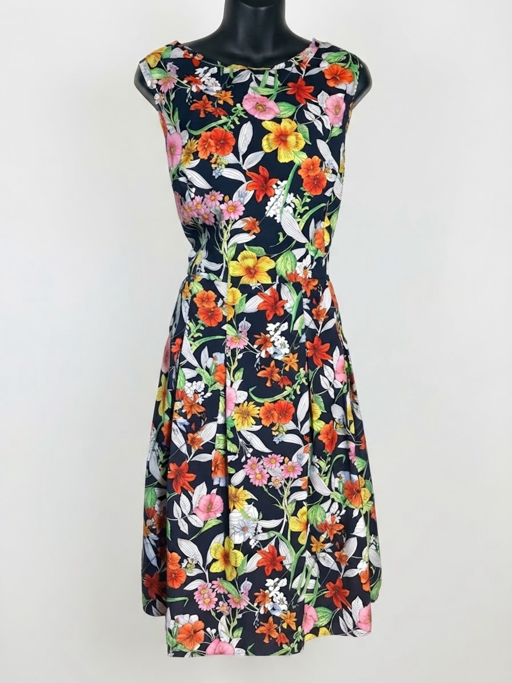 Jones New York Multicolor Floral Boat Neck Sleeveless Dress 16
